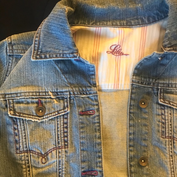 Jean jacket with pink stitching - Picture 3 of 5